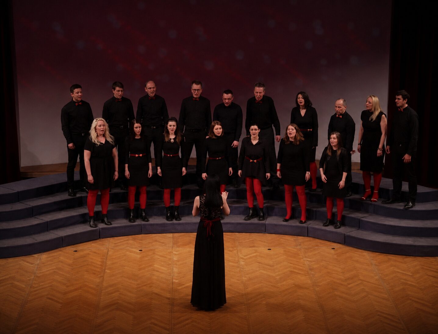 choir performance in warm lighting